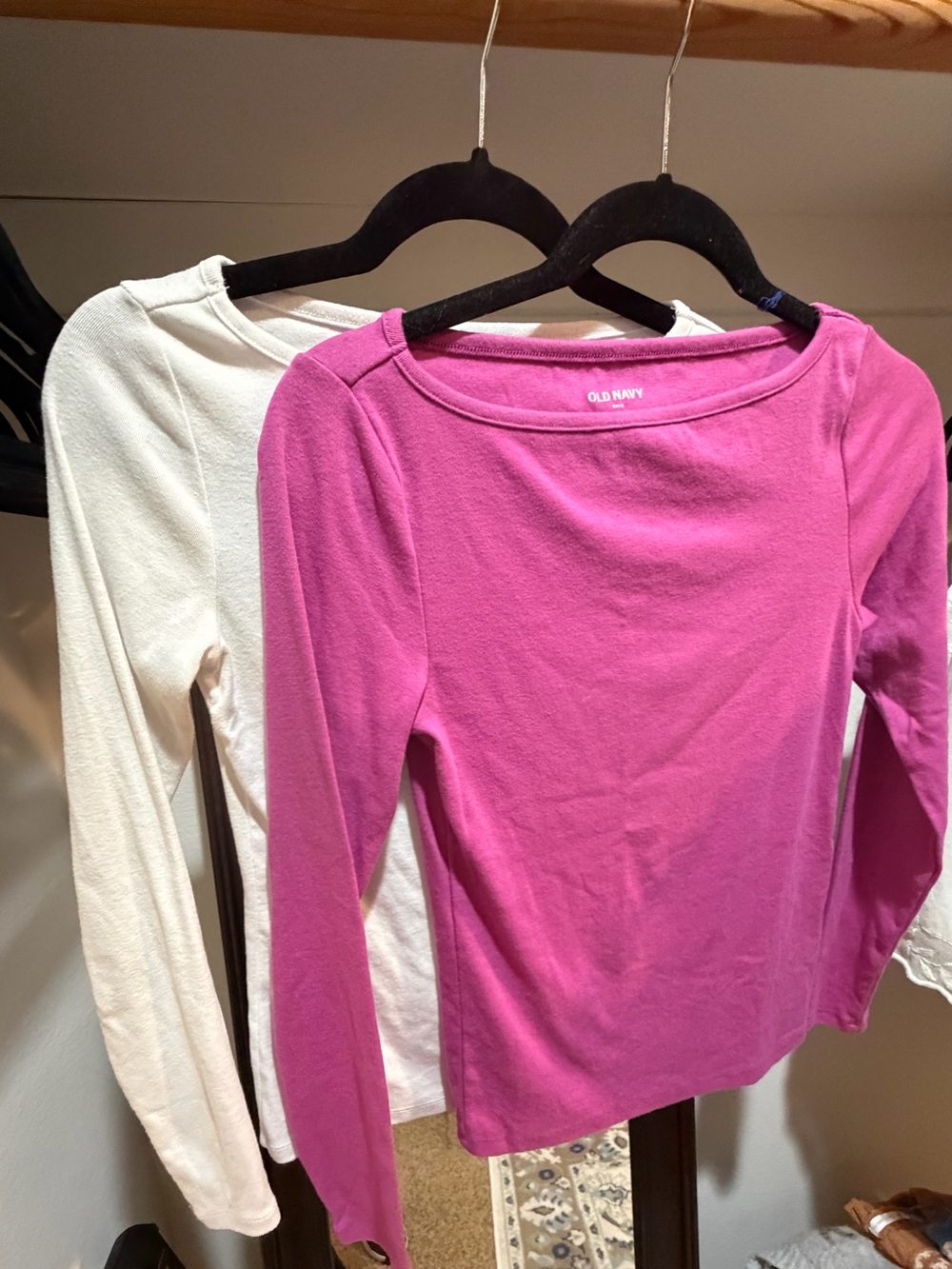 Old Navy Women's Long Sleeve Tees { pink & white } selling as a pair - size s